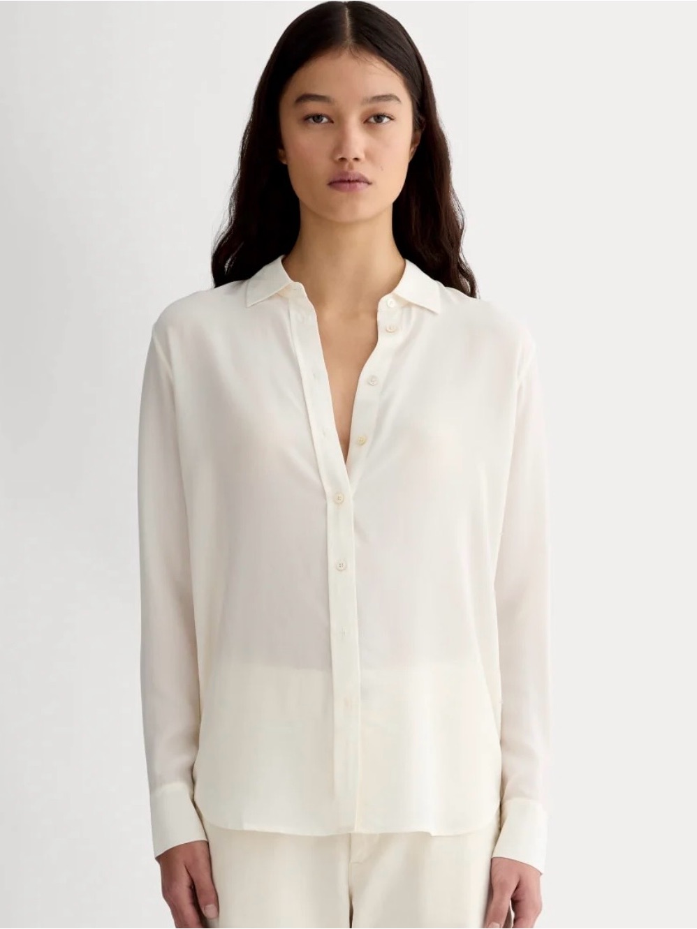 Everlane Classic White Silk Button-Up Shirt - Nwt
